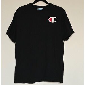 Champion Big C Logo Black T Shirt Tee Shirt Size Large Men Women Unisex